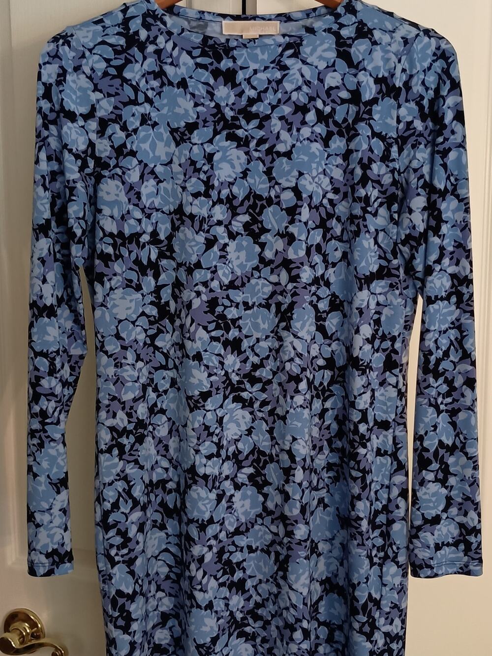 Michael Kors Blue and Navy Floral Abstract Dress